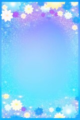 Sky Blue Background Glitter Silhouettes Flowers Vertical Mobile Postcard. Generative AI