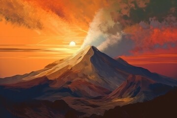Sunset and Rocky Mountains Generative AI