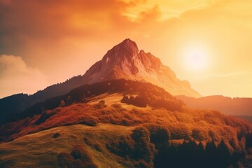 Sunset and Rocky Mountains Generative AI