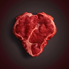 Red meat in heart shaped, generative ai