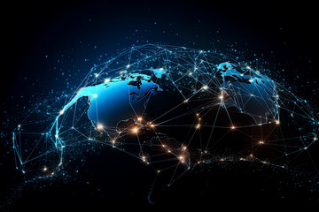 Global network background. - Generative Ai. -communication, technology, connectivity, internet, digital, world, planet, earth, map, geography, information, data.
