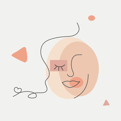 the girl face in the style of one line