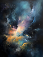 Obraz na płótnie Canvas The Universe, oil painted. Generative AI