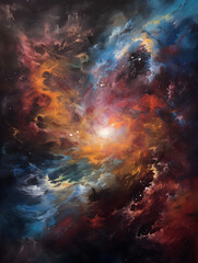 Obraz na płótnie Canvas Oil painted galaxy. Generative AI