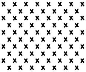 Fototapeta na wymiar X seamless pattern, hand drawn, black irregular shapes isolated over white background. Background, backdrop. Abstract, minimalist and simple design. texture surface.