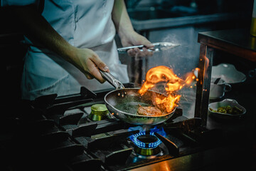 cooking in the kitchen