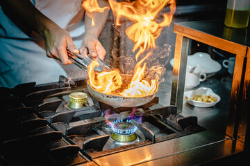 cooking in the kitchen
