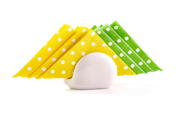 Napkins with polka dots, isolated on white background.