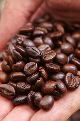 coffee beans in the spoon
