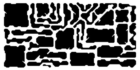 Cyberpunk vector shapes: futuristic HUD elements, sci-fi design templates, abstract digital layouts; perfect for gaming, technology, and cyber-inspired creations