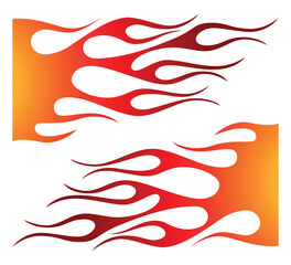 Fire flames racing car decal vector art graphic. Burning tire and flame sports car body side vinyl decal. Side speed decoration for cars, auto, truck, boat, suv, motorcycle.