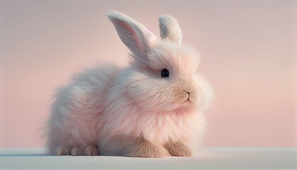 Millennial pink style fluffy bunny