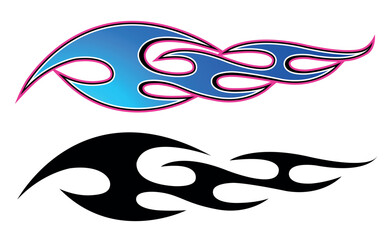 Electric Sports car Speed fire flame decal vinyl sticker. Racing car tribal fire flames vector eps graphic.
