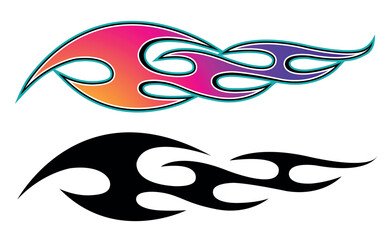 Speed flame sports car decal vinyl sticker. Racing car tribal fire flames vector art graphic. Side vehicle decoration for car, auto, truck, boat, suv, motorcycle.