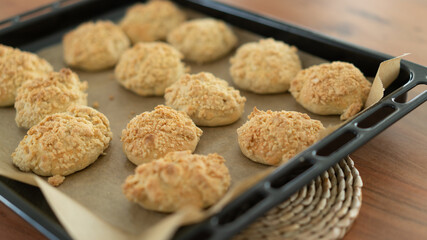 Freshly baked bread out of the oven