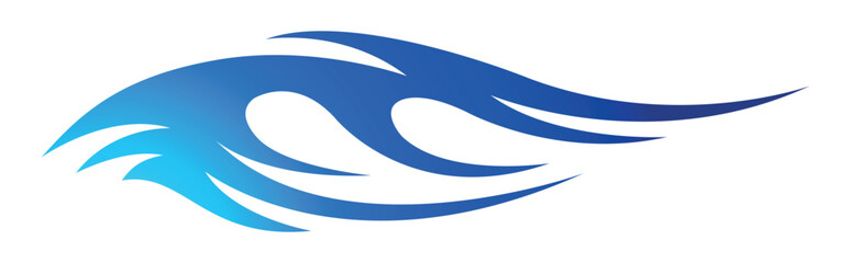 Burning tires and blue flame electric sports car decal vinyl sticker. Racing car speed fire flames vector art graphic.