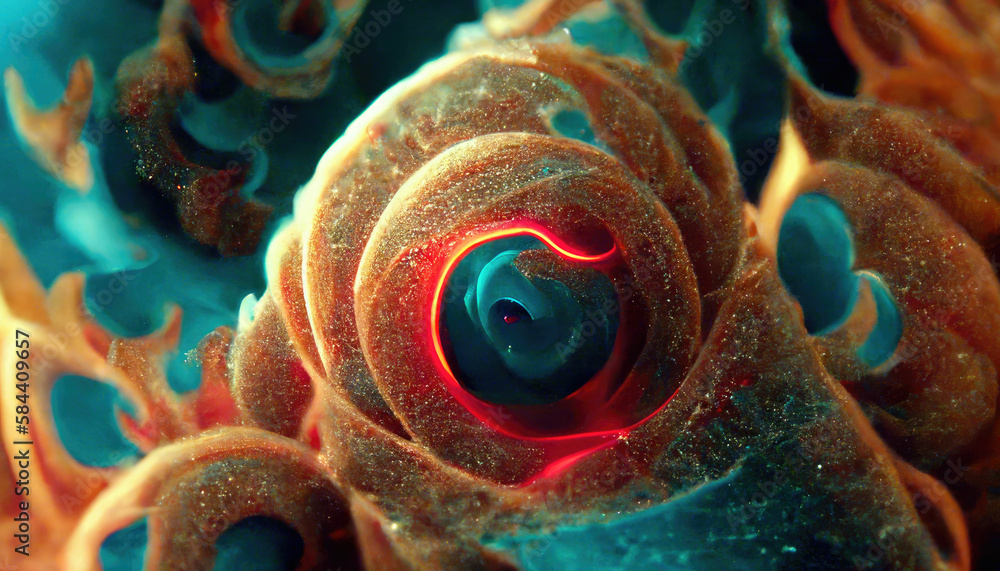 Poster fibonacci spiral background, abstract fractal structures ,made with generative ai