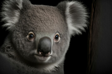 Naklejka premium Koala joey sits on a tree branch in the forest ,made with Generative AI
