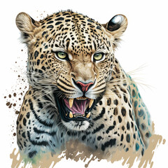 Colorful watercolor painting of a jaguar ,made with Generative AI