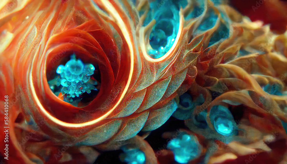 Poster fibonacci spiral background, abstract fractal structures ,made with generative ai
