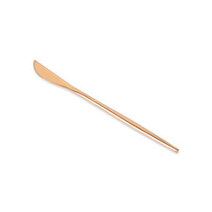 Golden metal knife isolated over white background