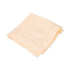 Folded salmon color tissue napkin isolated over white background