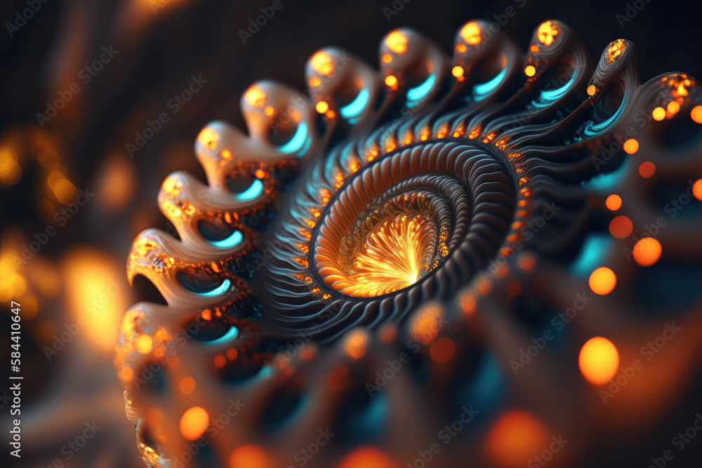 Poster fibonacci spiral background, abstract fractal structures ,made with generative ai