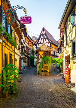 Village of Eguisheim Traditional french houses, Eguisheim, France