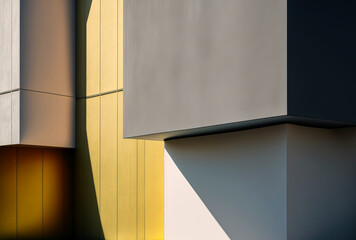 Details and textures of a minimalist building in close-up - colors and tones to highlight beauty and craftsmanship. Generative AI