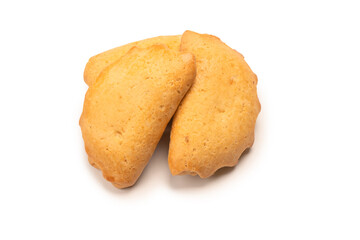 Sweet pastry with cottage cheese isolated on white background.