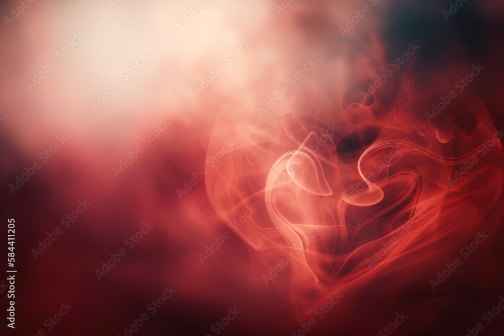 Poster a heart shaped object is shown in the middle of a blurry image. generative ai