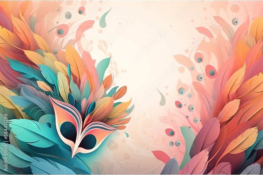 Aufkleber a colorful abstract background with a flower and leaves on it. generative ai