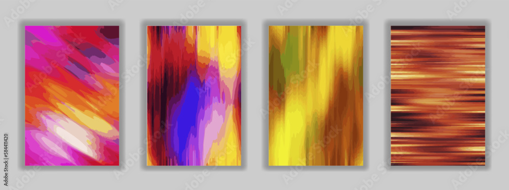 Poster set of abstract color blur background. modern smartphone screen, mobile app template.