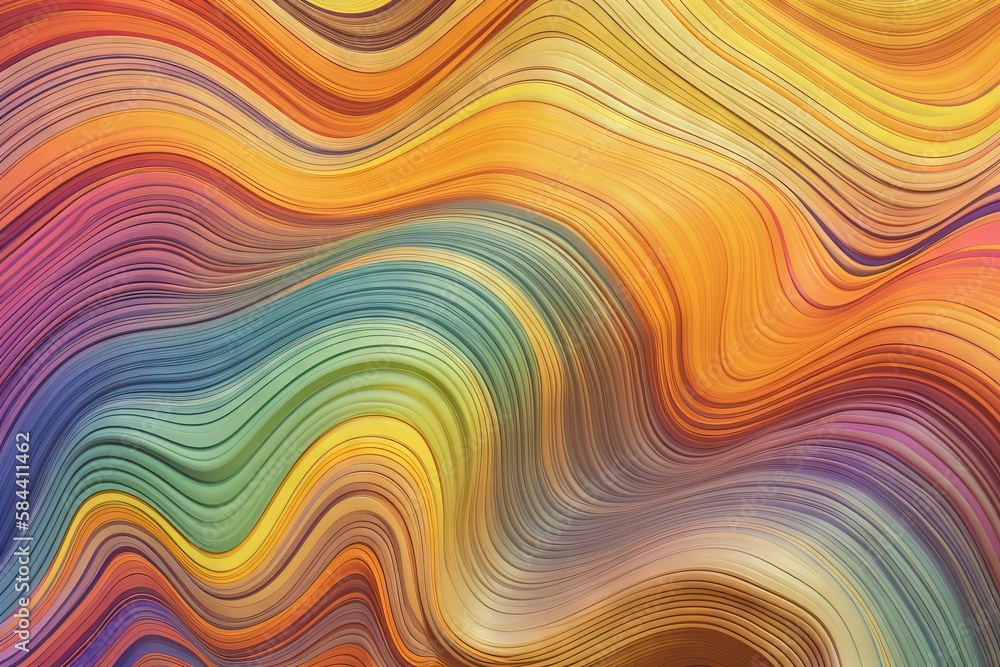 Poster a colorful abstract background with wavy lines and a black background. generative ai