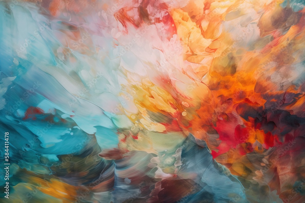Poster  an abstract painting of a multicolored sky and clouds.  generative ai