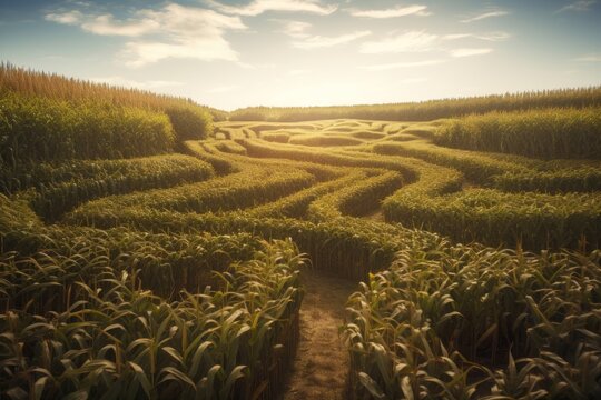 Corn maze. AI generated