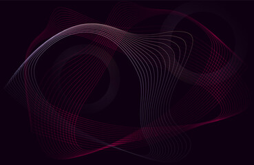 Black abstract background with neon lines effect