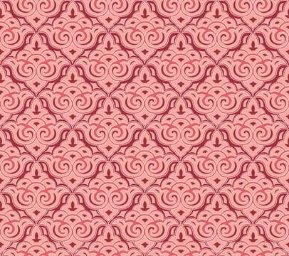Abstract floral seamless pattern. Flourish tiled oriental ethnic background. Arabic ornament with asian flower motif. Good for fabric, textile, wallpaper or package background design.