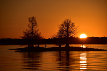 Fishing in the Sunset on an Island