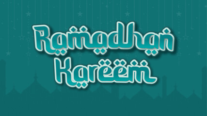 This text effect uses a distinctive green color in the context of Ramadan Kareem and is often combined with design elements such as images of crescents and stars