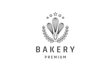 Bakery line logo icon design template flat vector