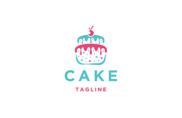 Cake logo icon design template flat vector