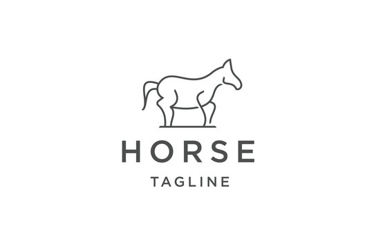 horse line logo icon design template