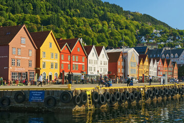 Die bunten Holzhäuser am Hafen von Bergen - Norwegen