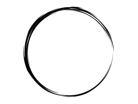 Grunge circle made of black paint.Grunge circle made of black ink.Grunge marking element.Grunge circle made using art brush.