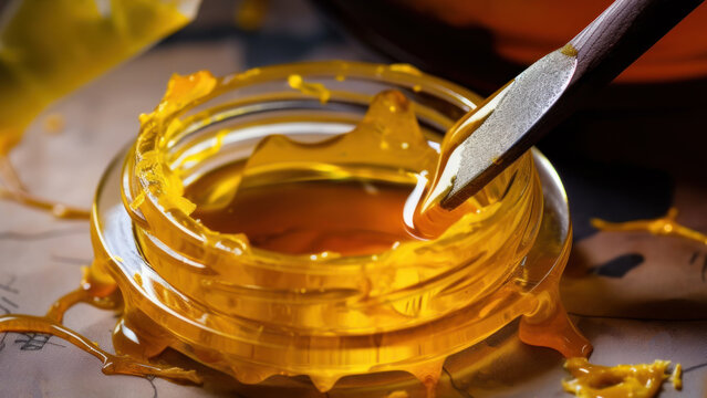 cannabis golden resin wax and dab stick Generative AI
