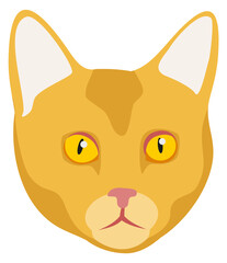 Cat icon. Yellow pet face. Kitten head