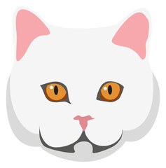 Cat face icon. White kitten profile avatar