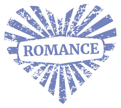 Romance stamp. Heart shape grunge postage mark
