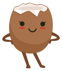 Coconut cute mascot. Happy smiling tropical character